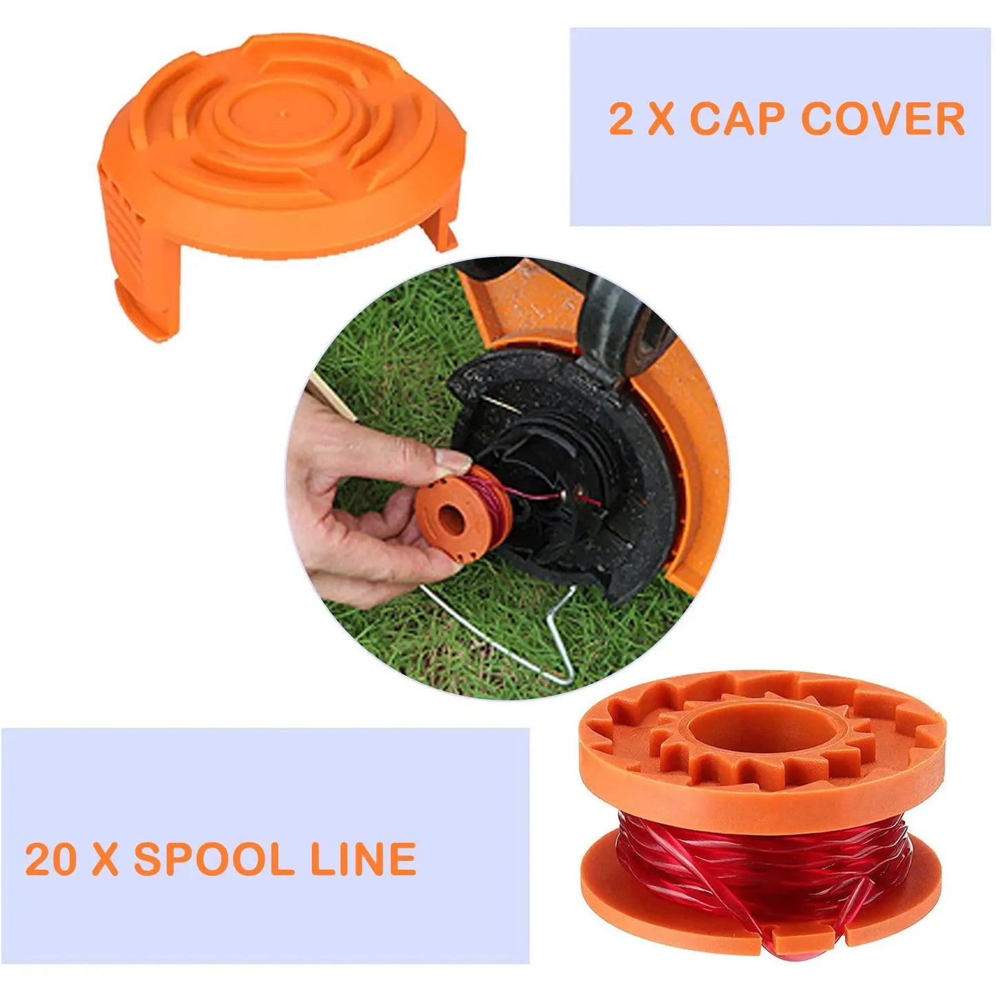 WORX WA0010 Replacement Spool Line - 10ft Trimmer Line with Cap Cover for WG151, WG160, WG165 & WG180 Models