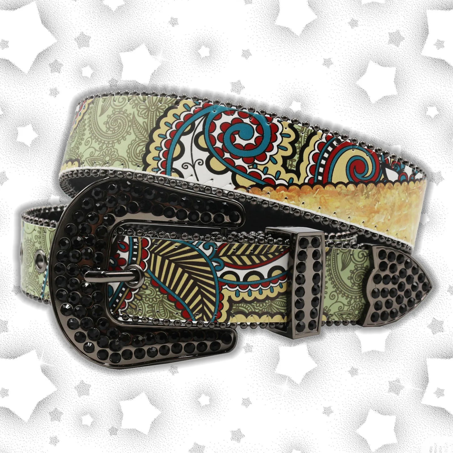 Nice Brand Three Skull Rhinestone Belt – Western Punk Hip-Hop Style for Men & Women