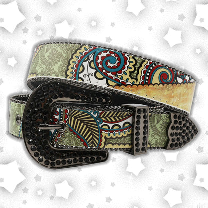 Nice Brand Three Skull Rhinestone Belt – Western Punk Hip-Hop Style for Men & Women