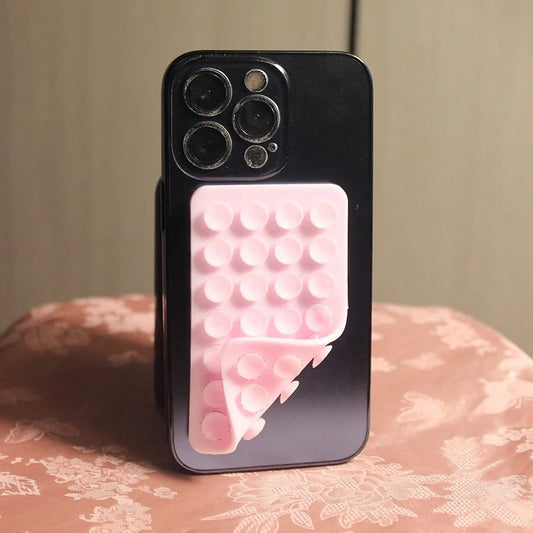 Silicone Suction Cup Phone Case Mount - Double-Sided Hands-Free Strong Holder for iPhone & Android Car Mirror Kitchen Bathroom Use