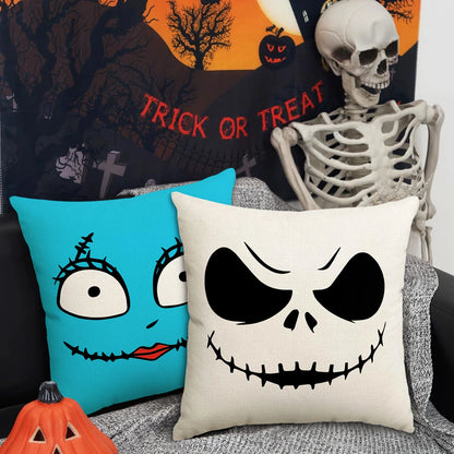 Halloween Pillow Covers — 1pc/4pcs Horror Expression Cushion Covers for Sofa & Home Decor
