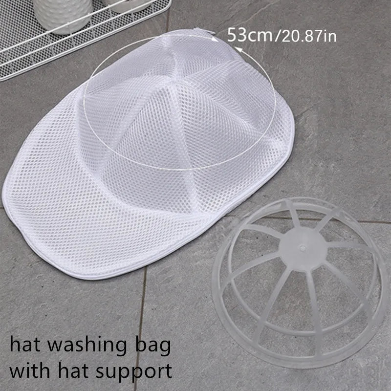 Washing Machine Hat Protector & Laundry Bag - Small Clothes Wash Bag, Anti-Deformation Mesh Organizer with Zipper