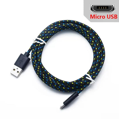 2.4A Micro USB Cable – Nylon Braided 0.5m/1m/2m/3m for Data Sync & Charging, Compatible with Samsung, Huawei, Xiaomi, Android
