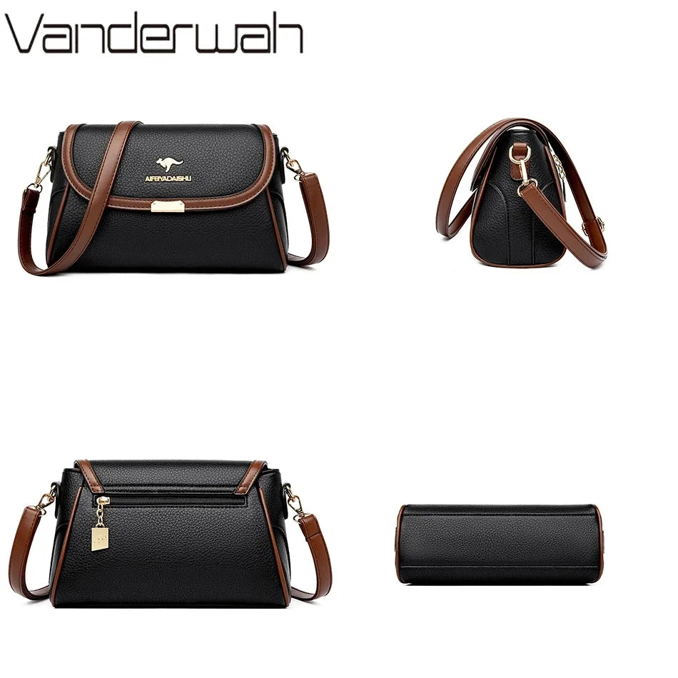 2024 Women’s Small Leather Shoulder Bag – High-Quality Solid Color Designer Crossbody Messenger Bag