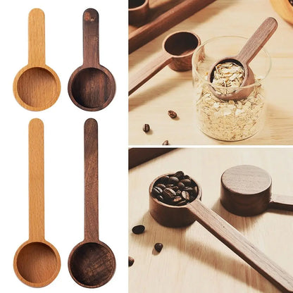 Wooden Measuring Spoon Set for Kitchen – Tea, Coffee, Sugar & Spice Scoops Cooking Tools