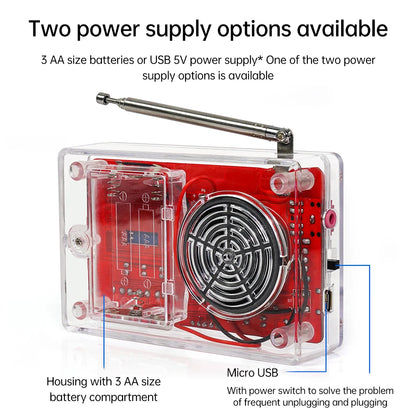 RDA5807 DIY FM Radio Kit - 87–108MHz Adjustable Frequency Digital Display Soldering Project for Electronics Practice