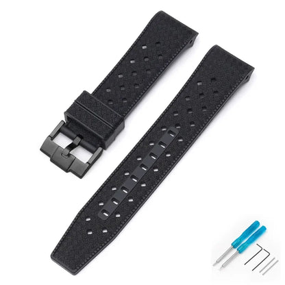 Curved End Strap for Swatch X Blancpain Fifty Fathoms – 22mm Waterproof Liquid Silicone Watch Band for Men & Women