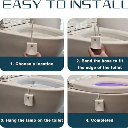 Motion Activated Toilet Night Light - 7-Color Changing LED Bowl Light - Smart Bathroom Decoration and Night Lamp