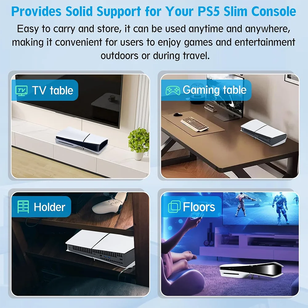 PS5 Slim & PS5 Pro Horizontal Acrylic Stand – Transparent Console Base Holder & Storage Bracket Gaming Accessories