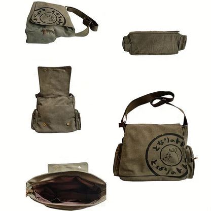 Women’s Large Capacity Canvas Shoulder Bag – Cartoon Crossbody Messenger Tote Bag for Everyday Use