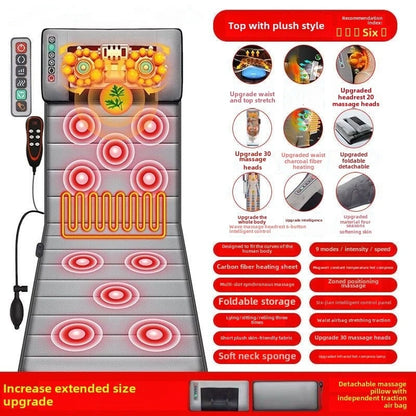 Multifunctional Electric Lumbar Traction Massage Mattress Cushion – Full Body Vibrations for Shoulder, Neck, Waist, and Back with Removable Cover