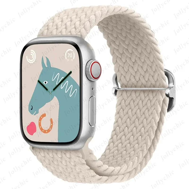 Braided Solo Loop Apple Watch Ultra Band – Elastic Nylon Adjustable Sport Bracelet Strap for iWatch SE, Series 3–9 (38mm–49mm)