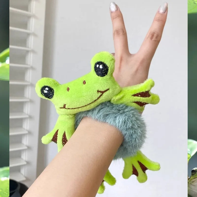 Cute Plush Animal Hair Bands | Frog, Panda & Cat Elastic Hair Ties for Women & Girls
