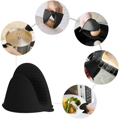 2pcs Silicone Heat Resistant Oven Mitts - Anti-Scald Pinch Mitts with Non-Slip Grip, Pot Holder Clips for Cooking and Baking
