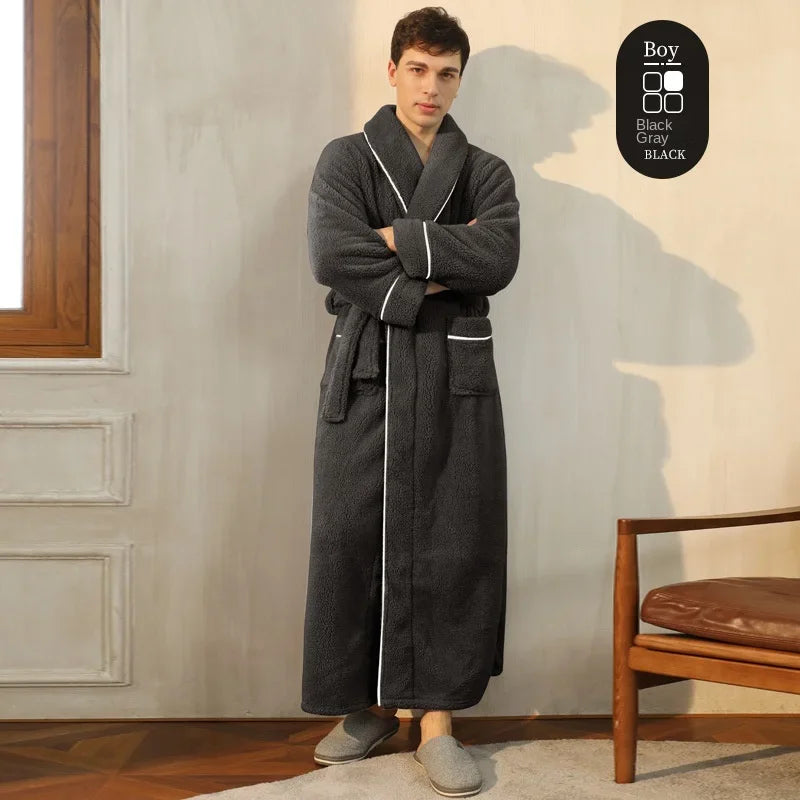 2025 Autumn Winter Cotton Robe – Thick Comfortable Large-Size Bathrobe for Men & Women, Luxury Couple Pajamas
