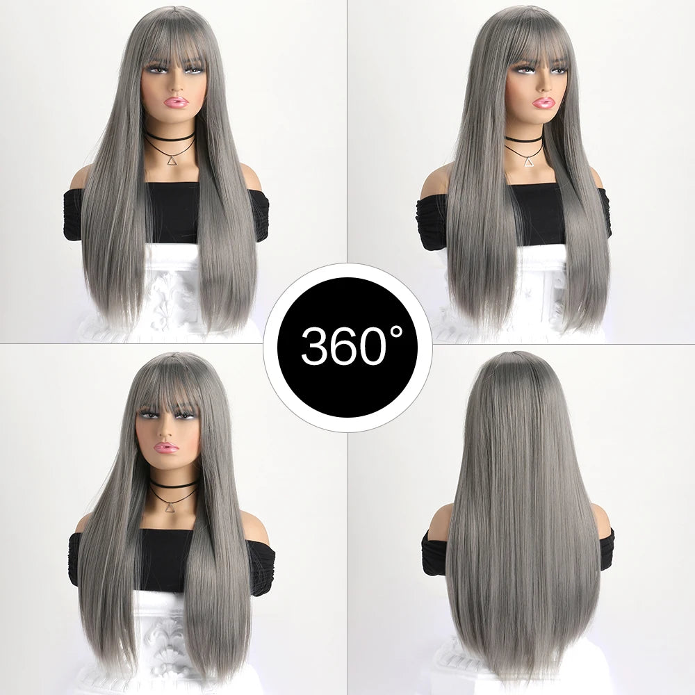 26" Long Straight Synthetic Wig – Fashion Color Wig for Women, Daily Wear, Halloween Costume, Party & Cosplay