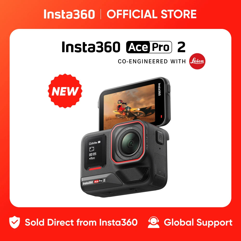 Insta360 Ace Pro 2 – 8K Waterproof Action Camera Co-Engineered with Leica, 1/1.3" Sensor, Dual AI Chip, Superior Low Light Performance