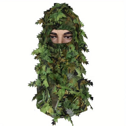 3D Camouflage Leafy Hat - Full Face Hunting Mask Headwear for Turkey Camo, Outdoor Hunting & Tactical Gear