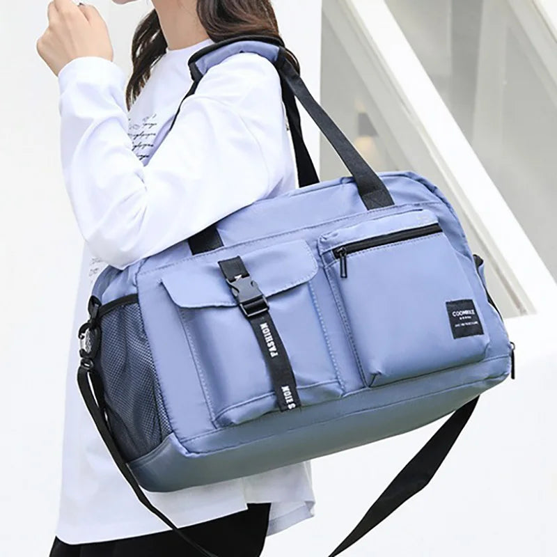 Large Fitness & Sports Duffel Bag – Women’s Gym, Yoga, Swimming Travel Backpack with Dry/Wet Shoes Pocket