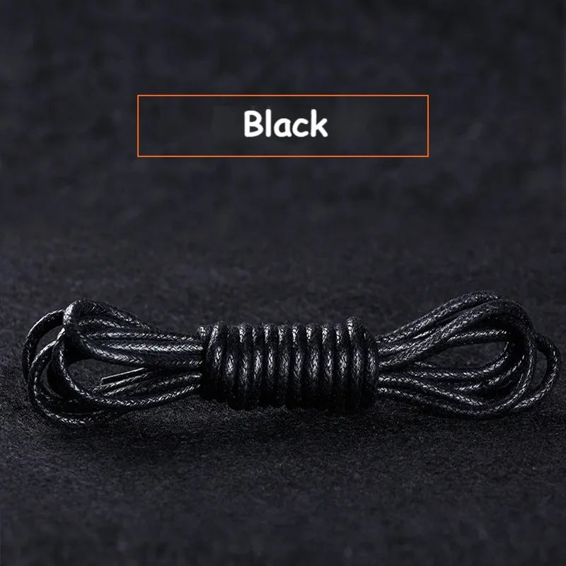 Cotton Waxed Shoe Laces - Round Leather Style Waterproof Replacement Laces for Oxford Shoes & Boots