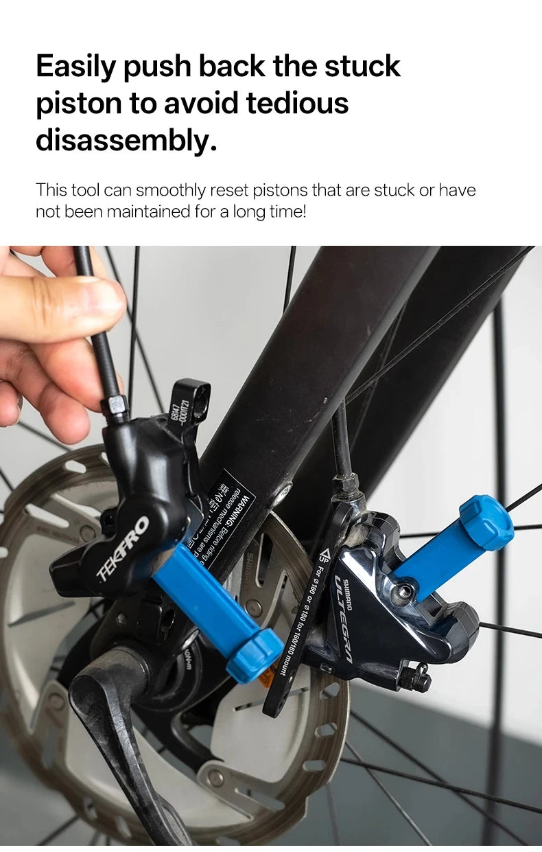 Durable Steel Bike Brake Pad Spreader Tool — 360° Rotatable Hydraulic Disc Caliper Piston Reset & Extension Tool