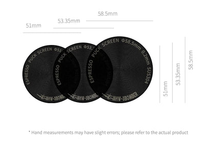 MHW-3BOMBER Espresso Puck Screen – 51/53/58.5mm Reusable Stainless Steel Coffee Filter, 0.8/0.2mm Thickness Coffee Tool