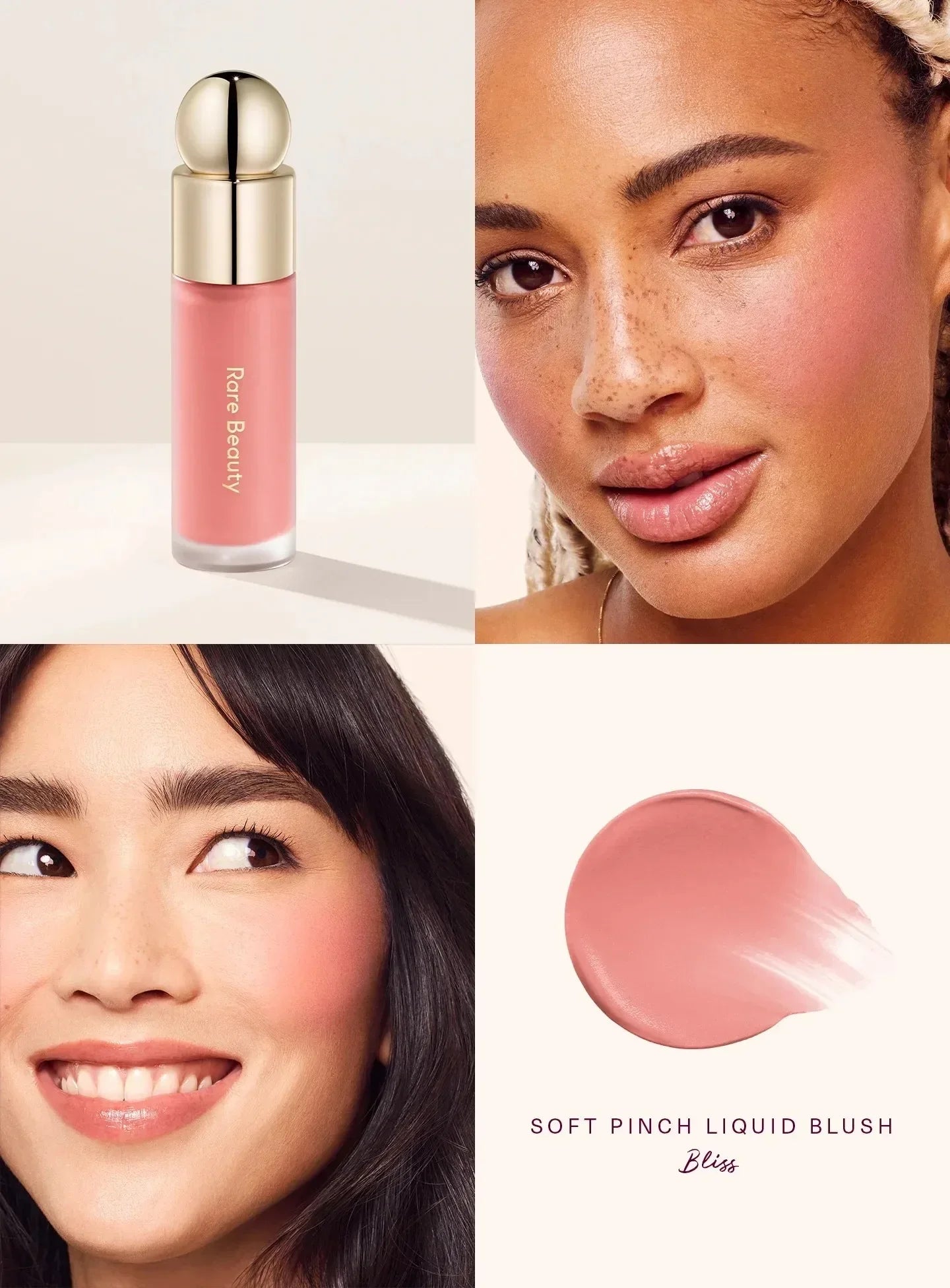 Rare Beauty Soft Pinch Liquid Blush – Long-Lasting Silky Smooth Buildable Flush Makeup, Seamless Matte Dewy Finish Cheek Color