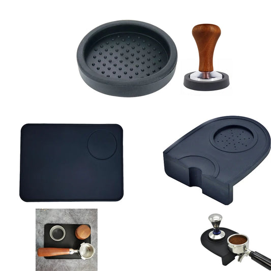 3 Style Silicone Coffee Tamper Mat Set - Anti-Skid Espresso Tamper Holder and Corner Grinding Pad