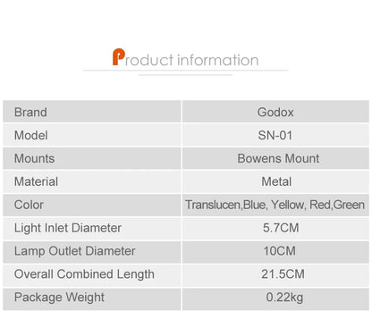 GODOX SN-01 Bowens Mount Large Snoot – Photography Studio Flash Light Fittings, Accessories for Godox S-Type, DE300, SK400 II
