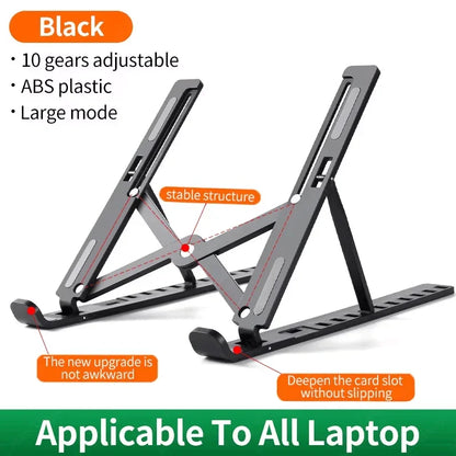 Adjustable Foldable Laptop Stand – Portable Notebook & Tablet Holder for MacBook, iPad & Computer Monitor Desk Support