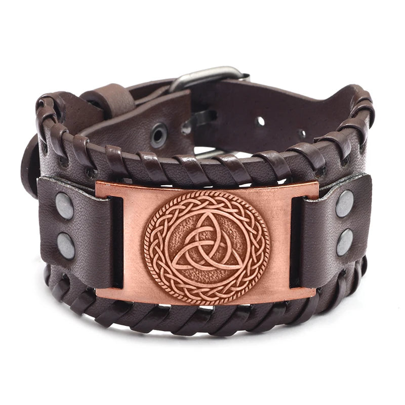 Trendy Viking Bracelet – Nordic Rune Compass & God Bird Charm Leather Woven Jewelry for Men, Fashion Accessory & Party Gift