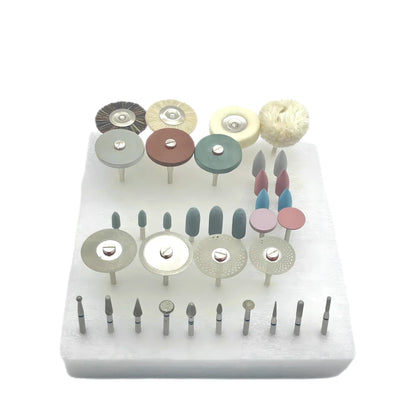 35pcs Dental HP Kit for Grinding & Polishing Ceramic Porcelain – Diamond Burs Brush Dentist Tool Set
