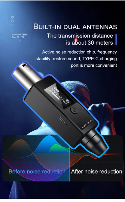 VK-38 UHF Wireless Microphone Converter – XLR Transmitter & Receiver for Dynamic Mic & Guitar