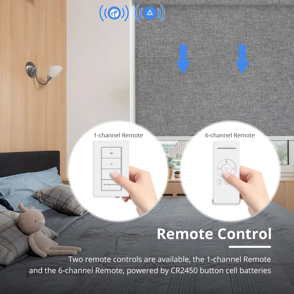 Zemismart Matter Smart Roller Shade Blinds – Motor with Built-in Battery, 38mm Tube, Compatible with HomeKit, Google Home, SmartThings App