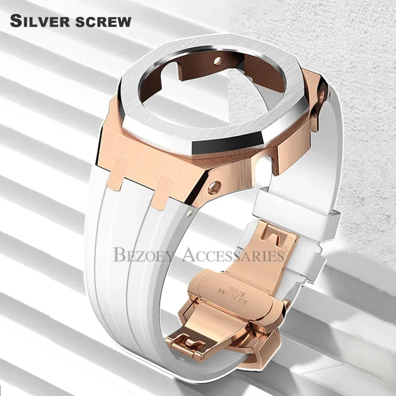 GEN4 Casioak GA2100 Mod Kit – Stainless Steel Case, Bezel, and Rubber Strap Replacement for G-SHOCK GA2100/GA2110