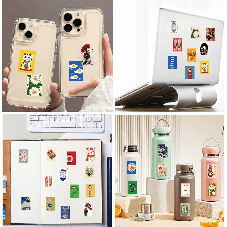 50Pcs Japanese Cartoon Stickers - Waterproof Decorative Decals for Laptop Phone Case Refrigerator Skateboard DIY Decor