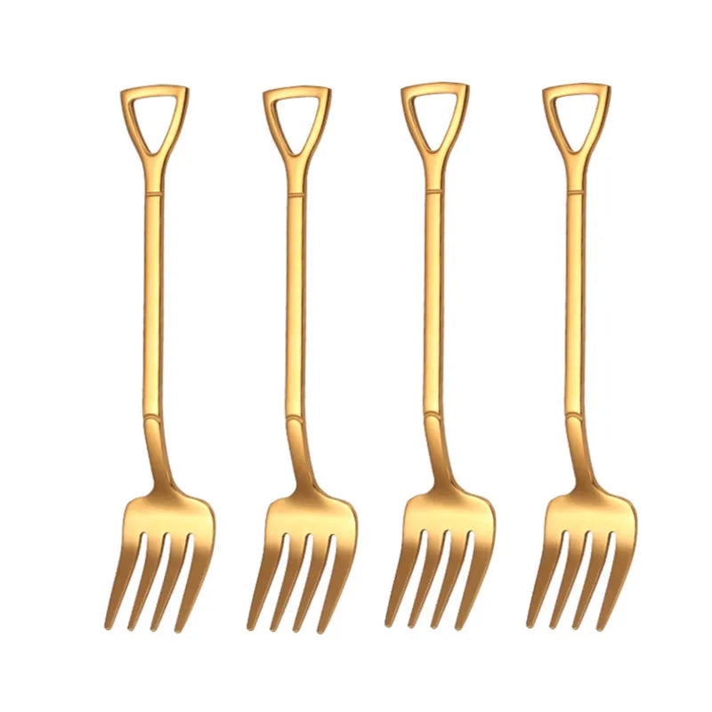 4PCS Stainless Steel Fruit & Dessert Forks - Creative Shape Tableware for Family Parties