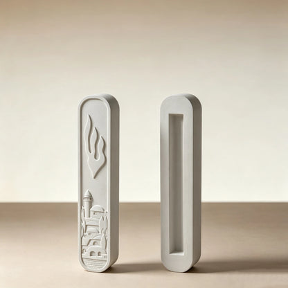 Mezuzah Case Silicone Mold - Jerusalem Cityscape Relief Casting Mold for Judaica Door Decoration