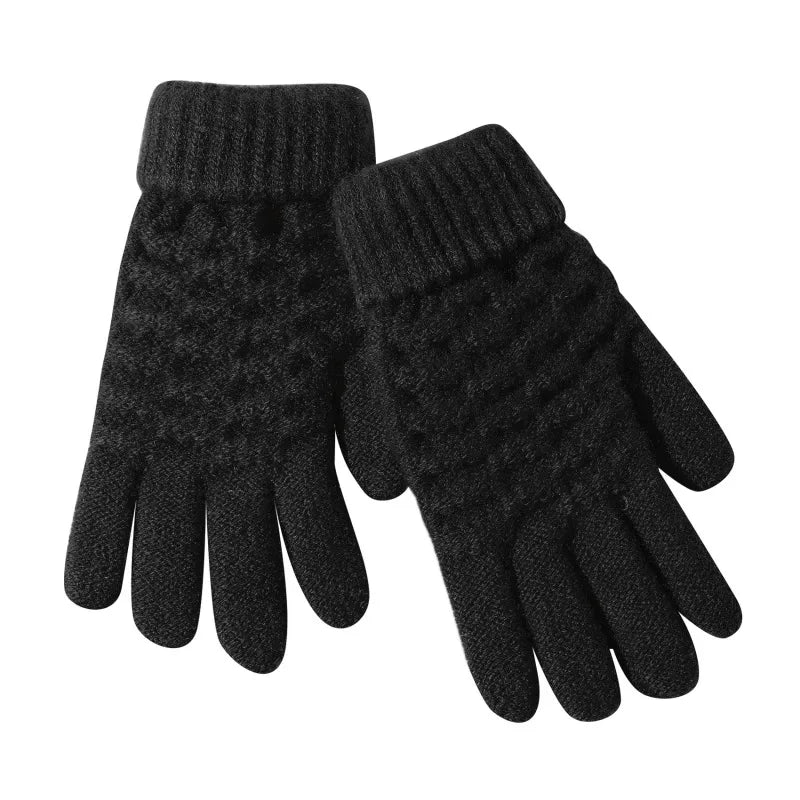 New Fashion Kids Thick Knitted Gloves - Warm Winter Stretch Mittens for Boys and Girls, Solid Color Split Finger Gloves