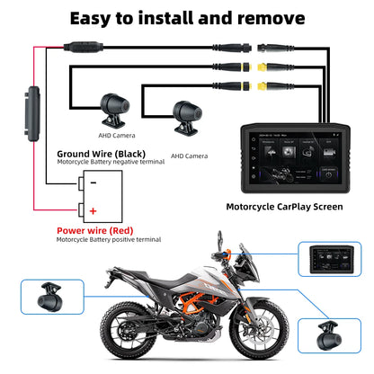 EKIY 6.25" Portable Digital Dashboard with Wireless CarPlay & Android Auto GPS Navigation - Anti-Theft Removable Screen for Motorcycle   2/2