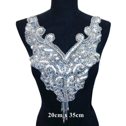 Silver Baroque Sequin Flower Applique – Embroidered Iron-On Patch for Wedding & DIY Crafts