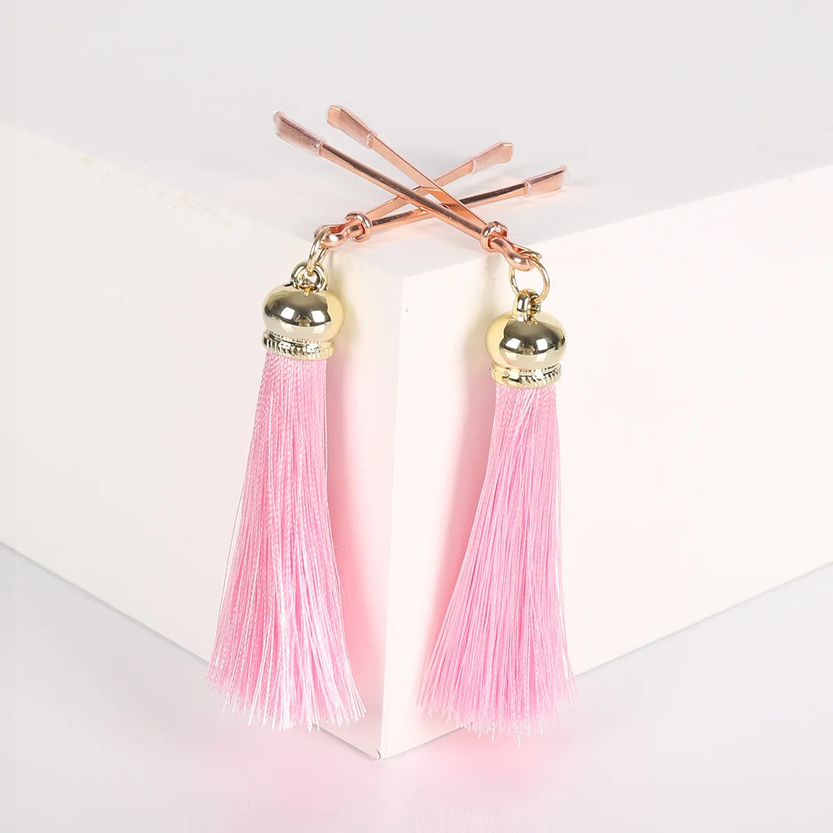 Metal Nipple Clamps with Tassels - 4-Color Rose Gold Bondage Jewelry Set for Adults