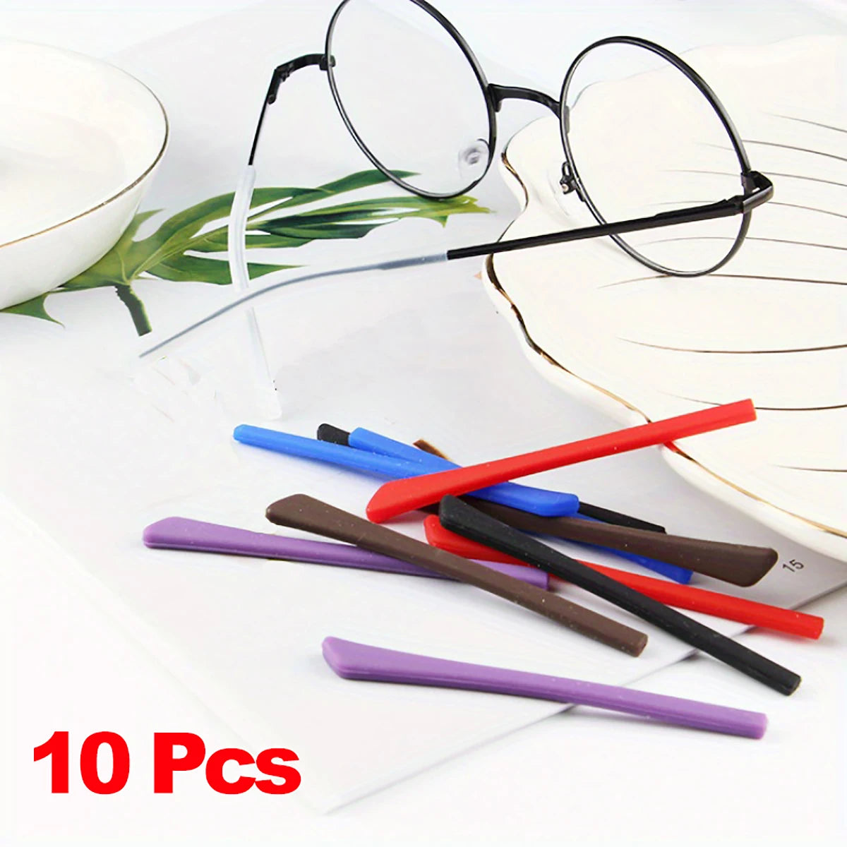 10pcs Silicone Eyeglass Temple Tips - Replacement Ear Socks Sleeves for Thin Metal Glasses Legs & Eyewear Accessories