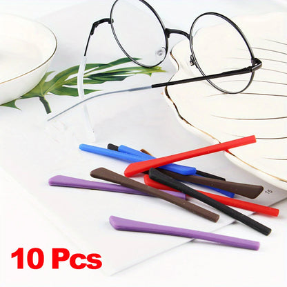 10pcs Silicone Eyeglass Temple Tips - Replacement Ear Socks Sleeves for Thin Metal Glasses Legs & Eyewear Accessories