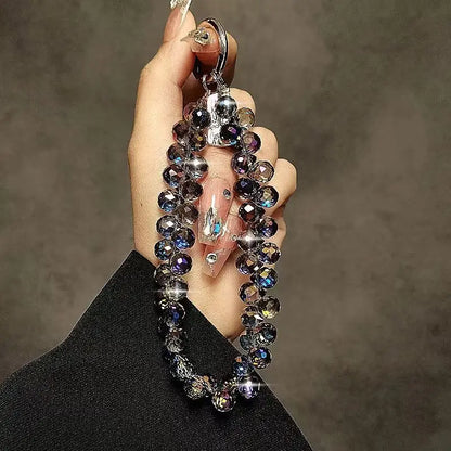Diamond Crystal Phone Wrist Strap - Sparkling Beaded Chain Charm Clip for Universal Phone Cases