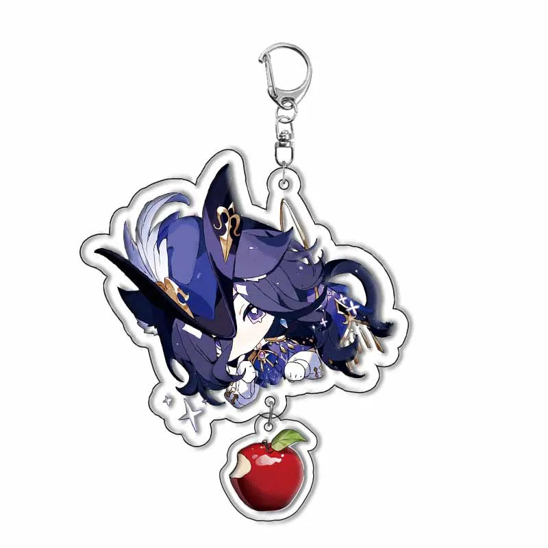 Genshin Impact Anime Keychain – Fontaine & Natlan Characters Sigewinne, Charlotte, Navia, Neuvillette & Clorinde Freminet