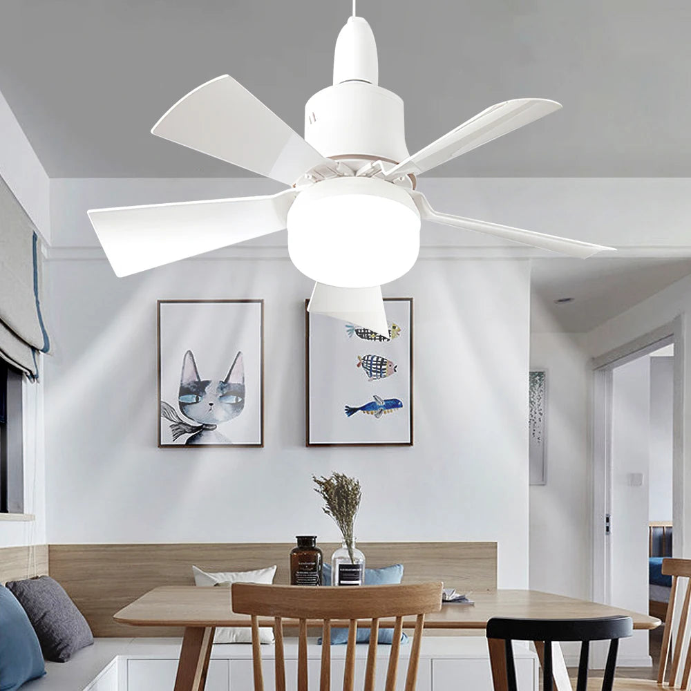 30W E27 Ceiling Fan Light with Remote - LED Dimming Function, Intelligent Silent Fan for Bedroom & Living Room