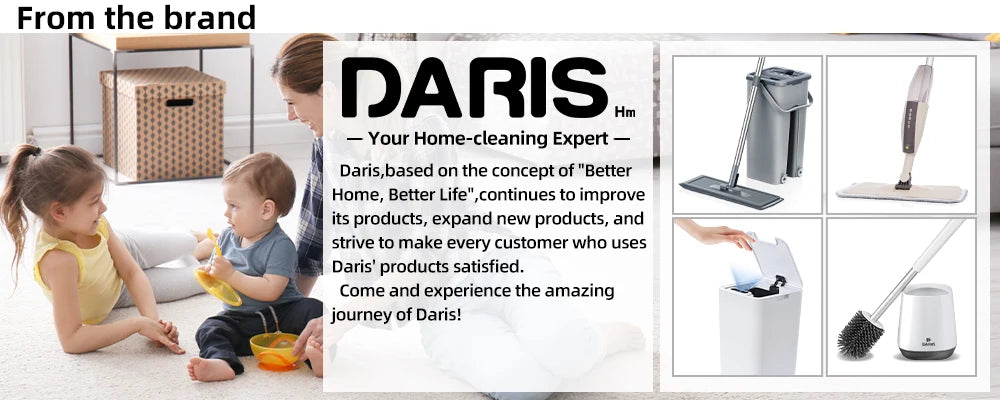 DARIS 360° Spray Flat Mop — Reusable Microfiber Pads with 500ML Large Capacity Square Triangle Bottle