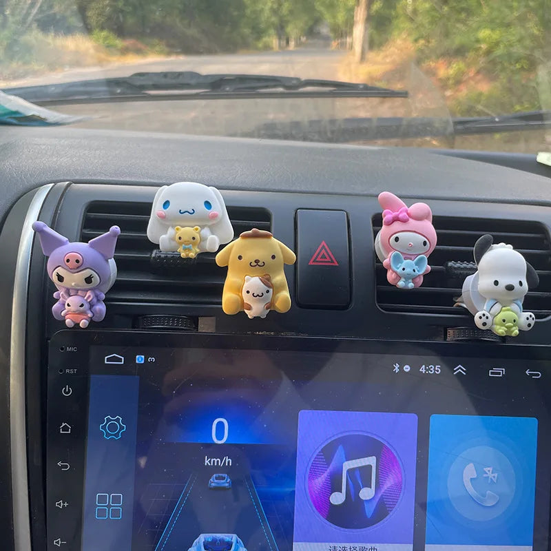 Sanrio Kuromi Cinnamoroll Car Air Outlet Fragrance Decoration - Cute Melody, Pompompurin, Pochacco Kawaii Car Aromatherapy Ornament