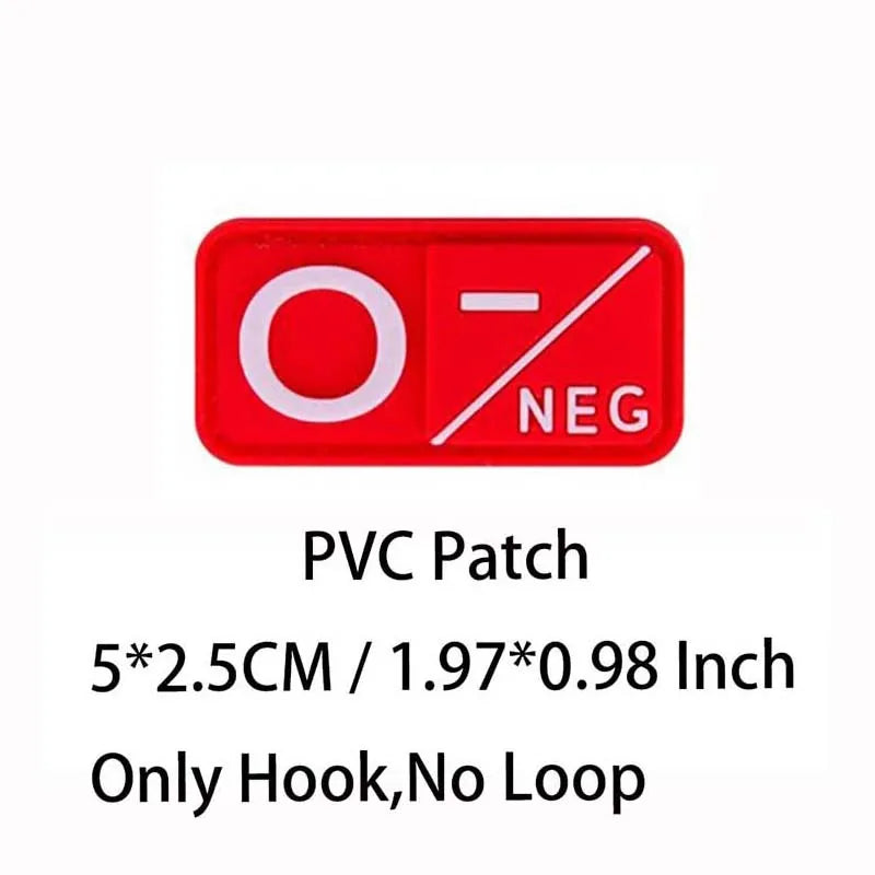 PVC Blood Type Hook Patch - A B AB O Positive Negative Military Tactical Badge for Backpack & Outdoor Gear
